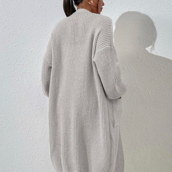 Women's Gray Cardigan Sweater - Picture 6 of 10